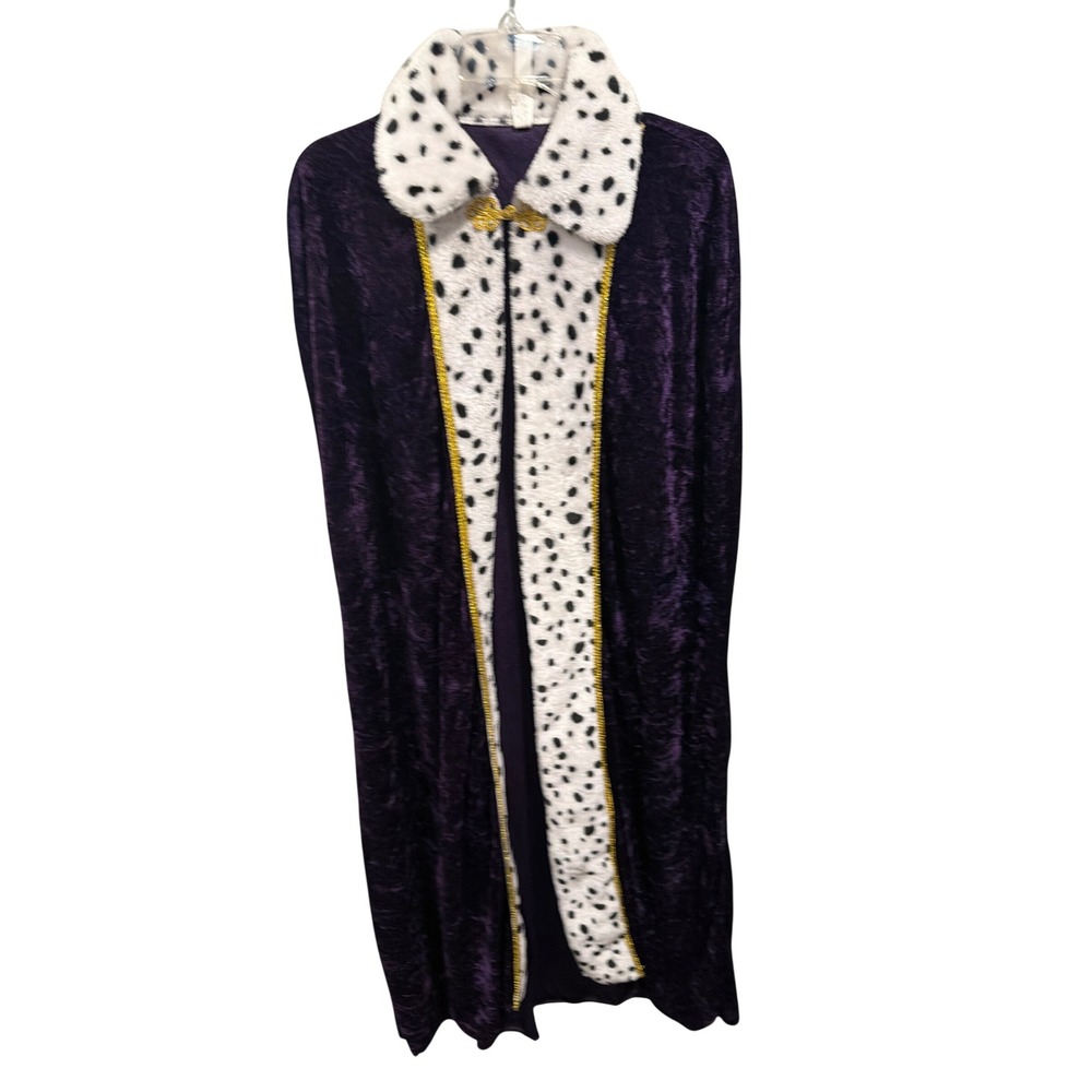 CostumesUSA Cape Purple Royal King Queen Robe Dalmatian Faux Fur Gold Trim OSFM